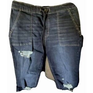 So Women Jeans 13/31 W,Blue Cotton Blend High Rise Cargo Casual Fit Denim Jogger